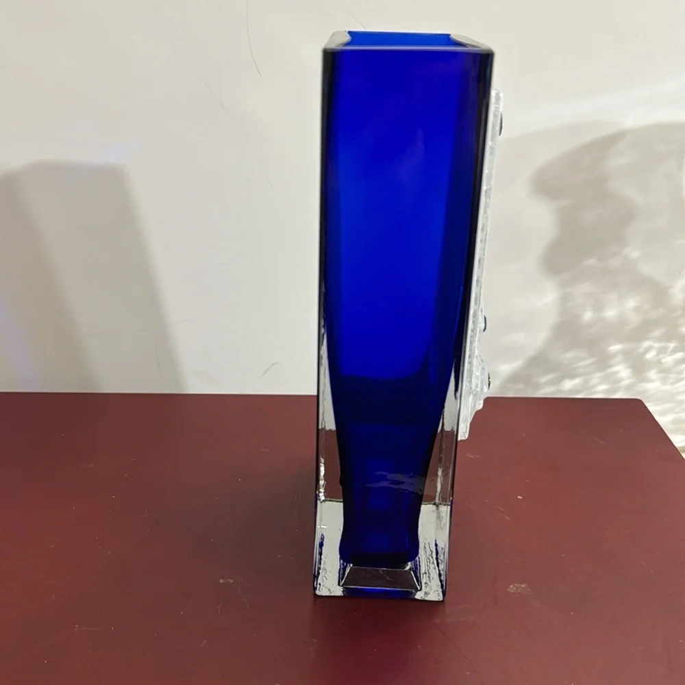 Beames Designs Cobalt Blue Art Glass Vase w/Fused White Panel “I Am My Beloved's